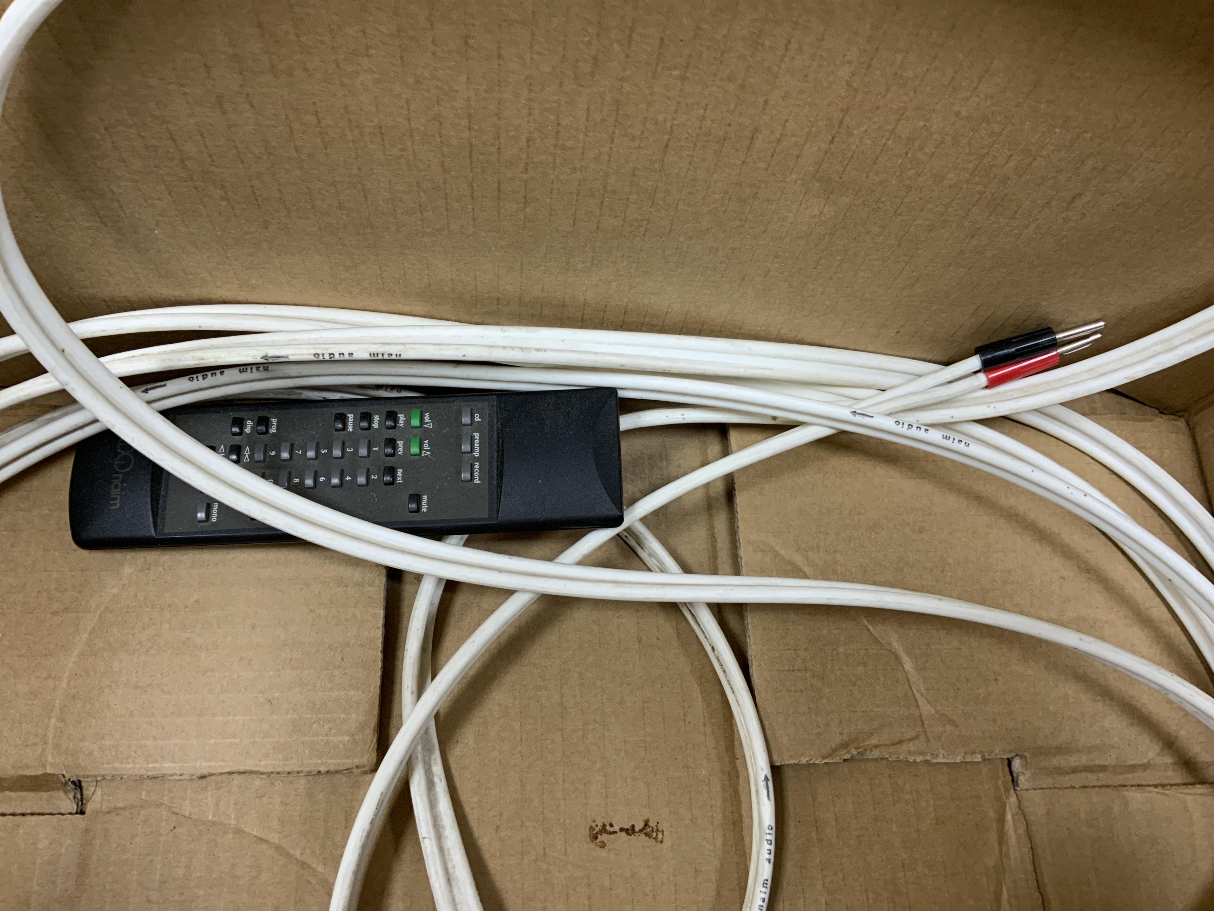 Seven Naim Audio hi-fi separates in original card boxes; a Niam HiCap DR power supply unit, serial number 70557, a Niam NAP 250 power amplifier, serial number 88778, a Niam NAT 02 FM Tuner, serial number 75339, a Niam NA